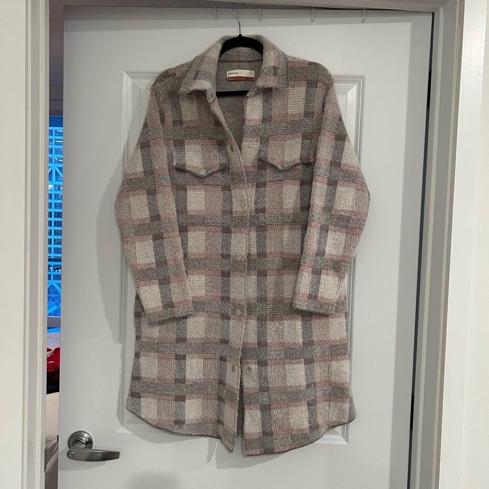 Pilcro Anthropologie Plaid Longline Coat